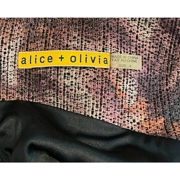 Alice + Olivia Purple Metallic Bubble Hem Marie Tulip Cocktail Prom Dress - Picture 14 of 15